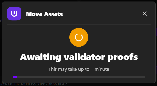 Ultra to EVM Transfer Status